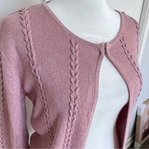 Joseph Blush Pink Braided-Trim Knit Cardigan